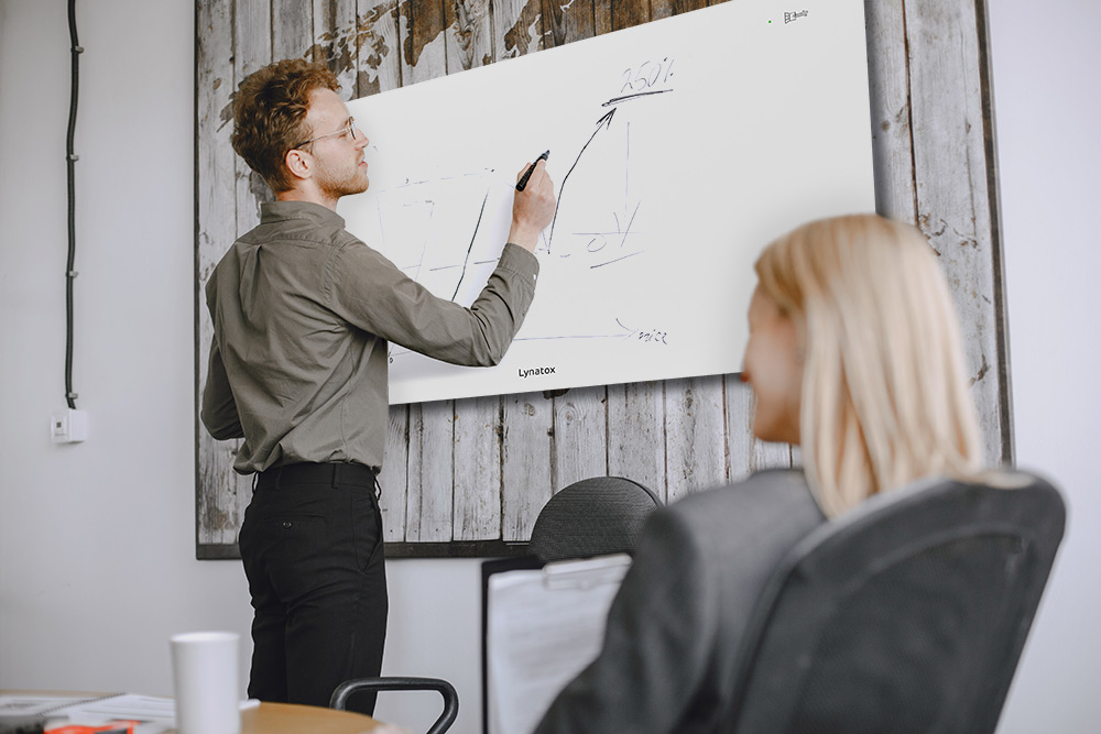 people-are-working-project-men-women-suits-sitting-table-businessman-draws-graph-stand